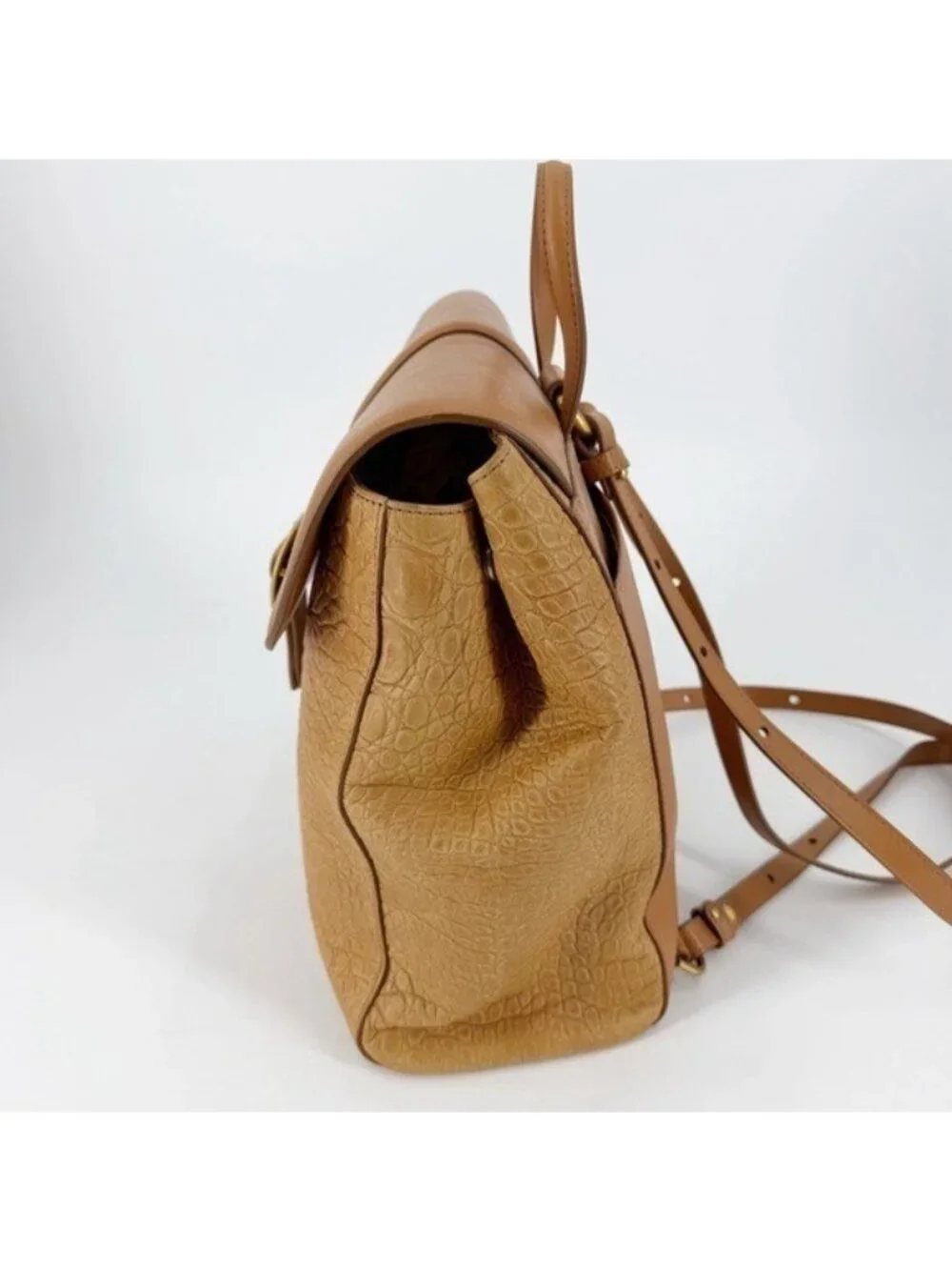 Brahmin Sadie Melbourne Embossed Leather Backpack Purse in Pecan